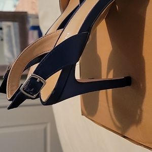 Blue Satin slingback sandal